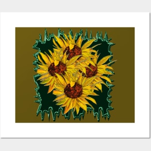 Sunflower Acrylic Painting Posters and Art